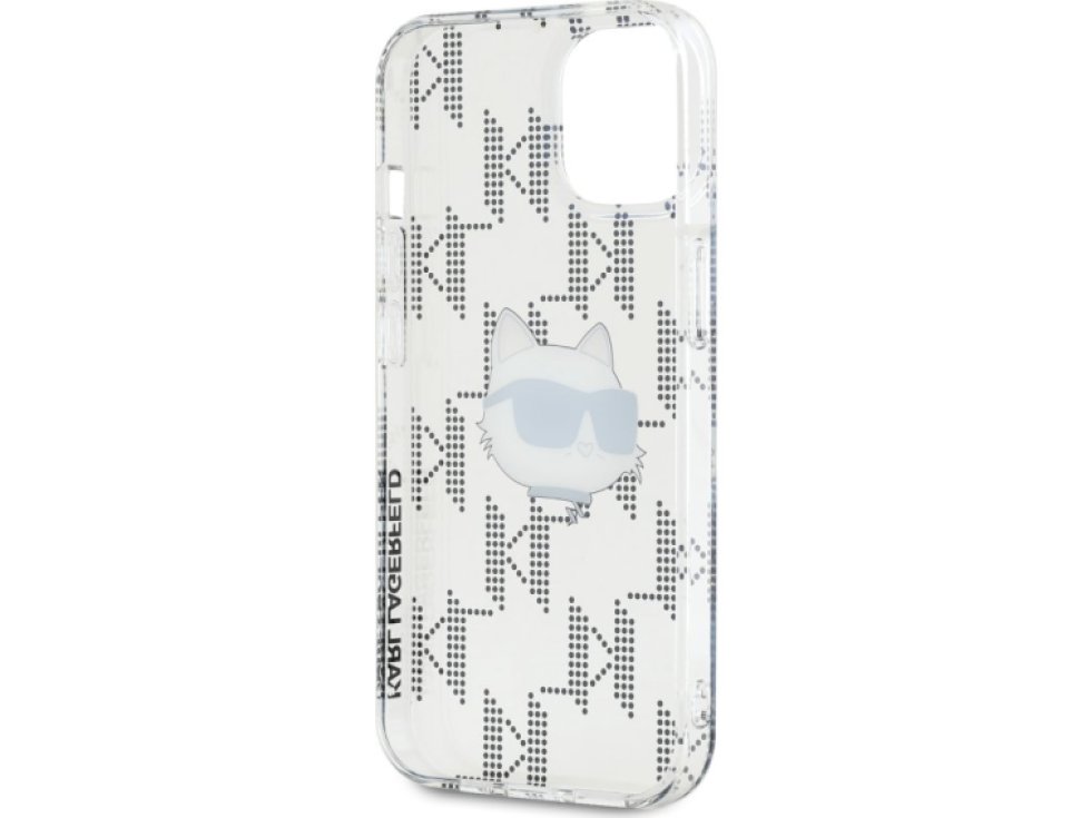 Ochranný kryt na iPhone 15 - Karl Lagerfeld, IML Electroplated Choupette Head Transparent KLHCP15SHKLPCHT