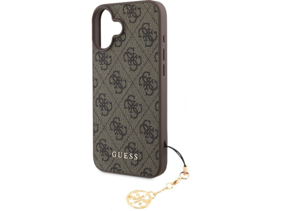 Ochranný kryt na iPhone 16 PLUS - Guess, 4G Charm Brown GUHCP16MGF4GCW