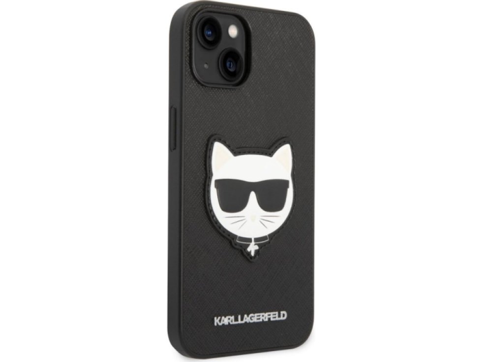 Ochranný kryt pro iPhone 14 PLUS - Karl Lagerfeld, Saffiano Choupette Head Black KLHCP14MSAPCHK