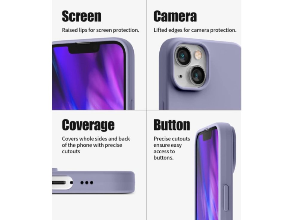 Ochranný kryt pro iPhone 14 - Mercury, Silicone Lavender Gray