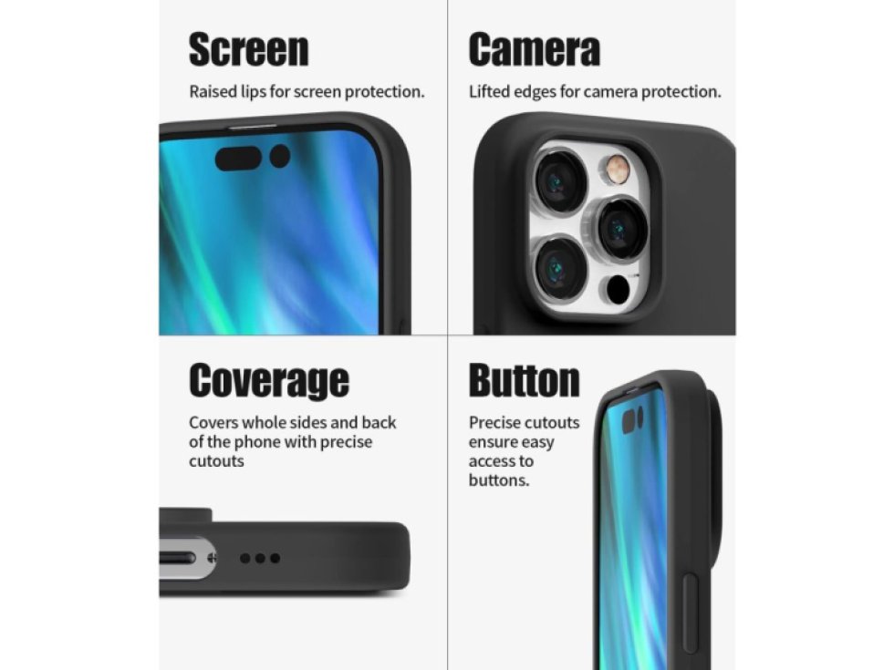 Ochranný kryt pro iPhone 14 Pro - Mercury, Silicone Black