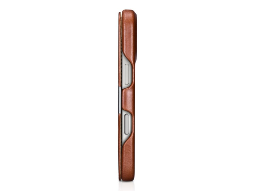 Knížkové pouzdro na iPhone 16 Pro - iCarer, Oil Wax Real Leather MagSafe Brown WMI16250502-BN