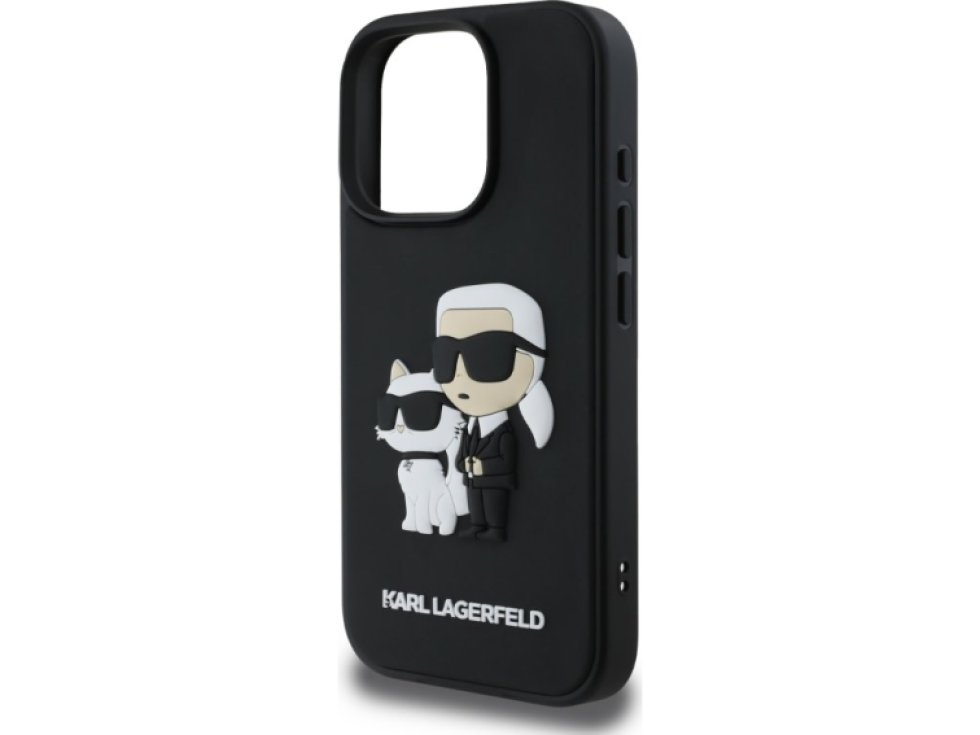 Ochranný kryt na iPhone 16 Pro - Karl Lagerfeld, Saffiano Karl and Choupette Black KLHCP16LSANKCPK