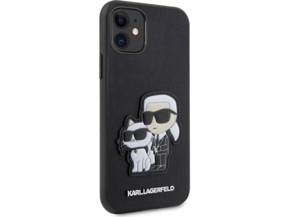 Ochranný kryt pro iPhone 11 - Karl Lagerfeld, Saffiano Karl and Choupette NFT Black KLHCN61SANKCPK