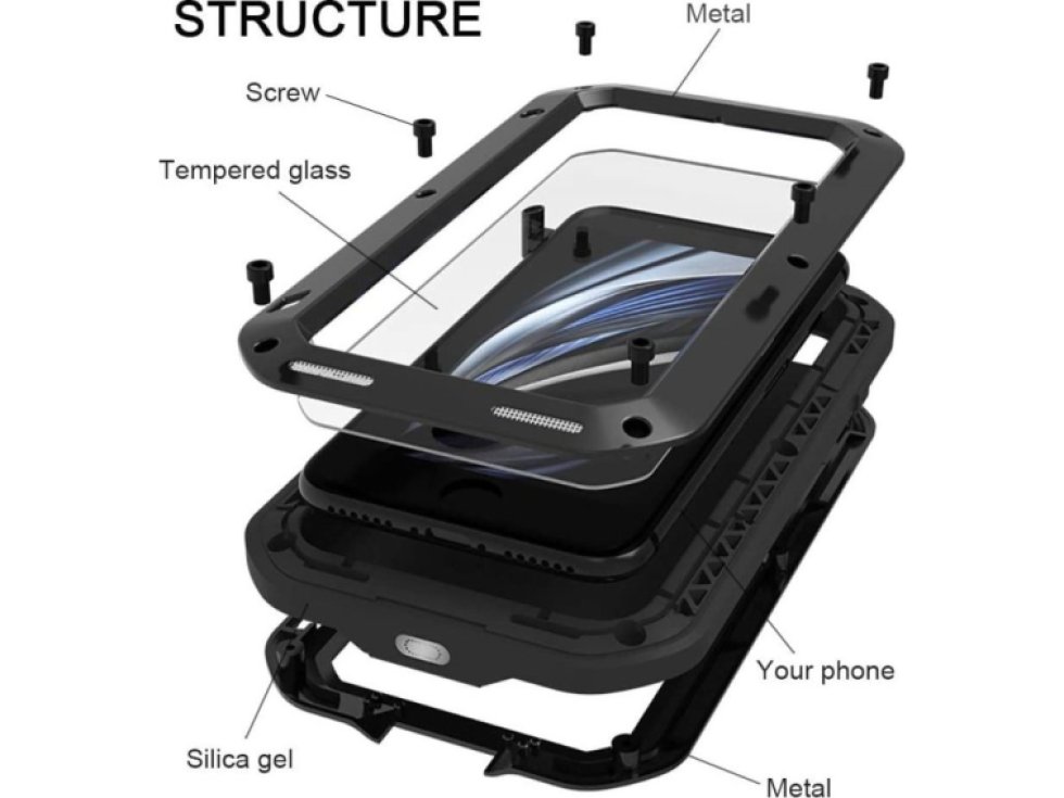 Ochranný kryt pro iPhone 7 / 8 / SE (2020/2022) - LOVE MEI, Powerful Black