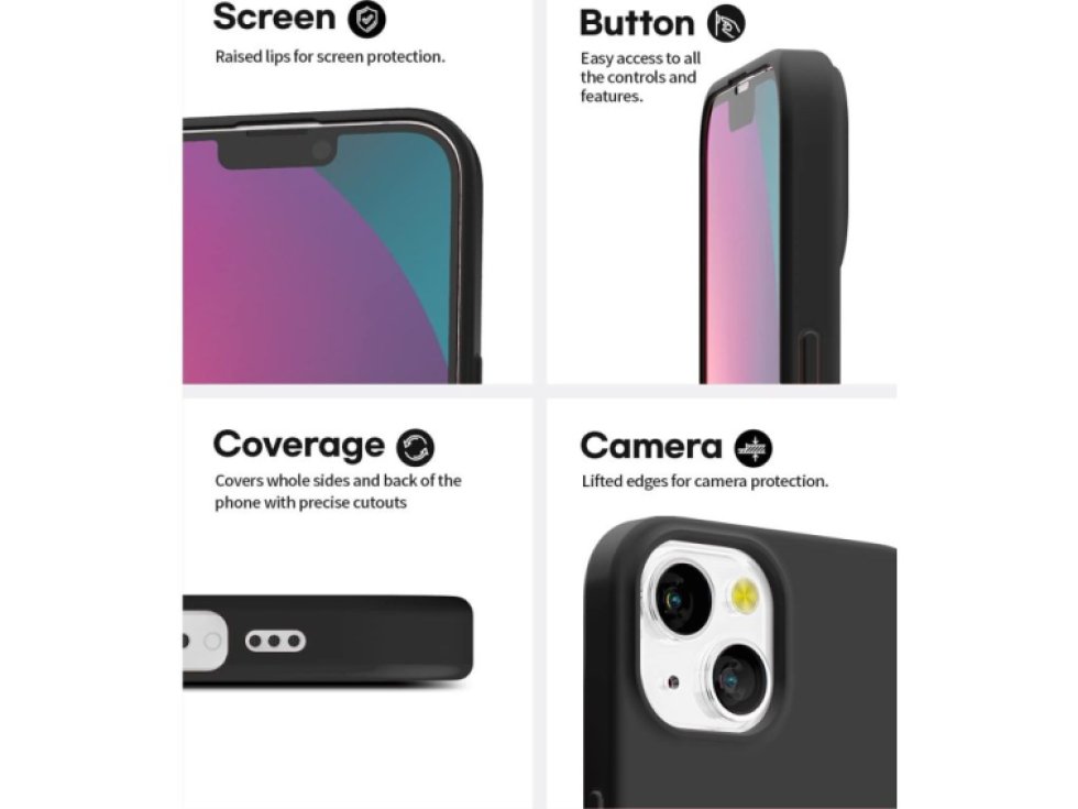 Ochranný kryt pro iPhone 13 - Mercury, Soft Feeling Black