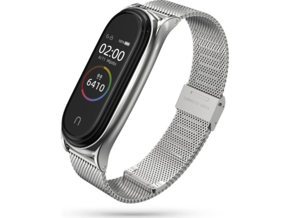 Milaneseband pro Xiaomi Mi Band 5 / 6 stříbrná