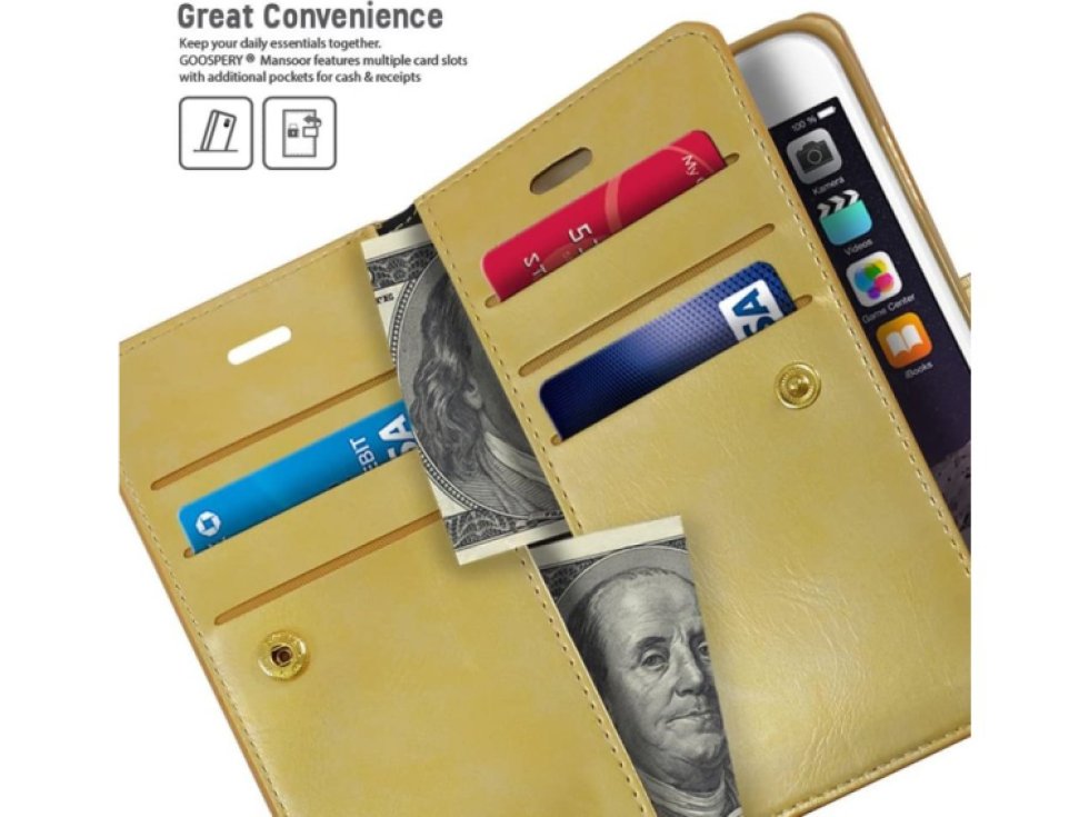 Knížkové pouzdro na iPhone 6 / 6S - Mercury, Mansoor Diary Gold