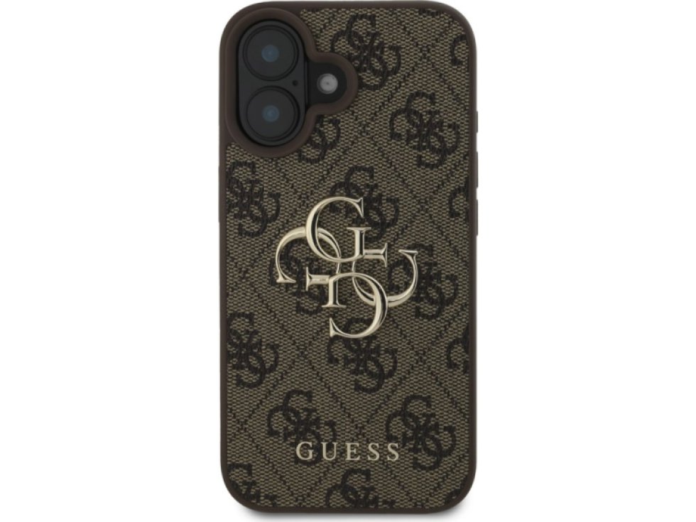 Ochranný kryt na iPhone 16 PLUS - Guess, 4G Metal Logo Brown GUHCP16M4GMGBR