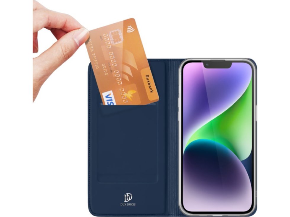 Knížkové pouzdro na iPhone 15 PLUS - DuxDucis, SkinPro Blue