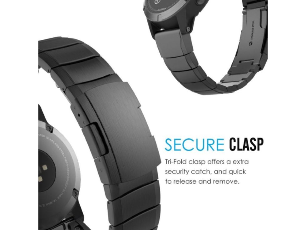 Řemínek pro Garmin Fenix 3 / 5X / 3HR / 5X PLUS / 6X / 6X PRO / 7X - Tech-Protect, SteelBand Black