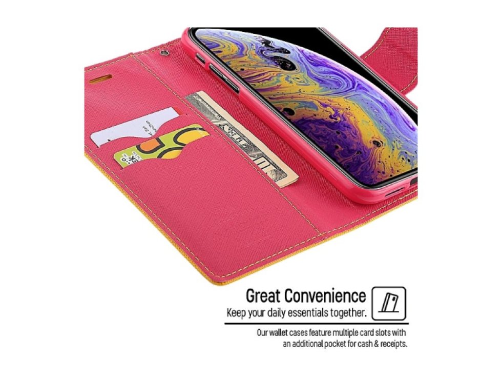 Pouzdro / kryt pro iPhone XS MAX - Mercury, Fancy Diary Yellow/HotPink