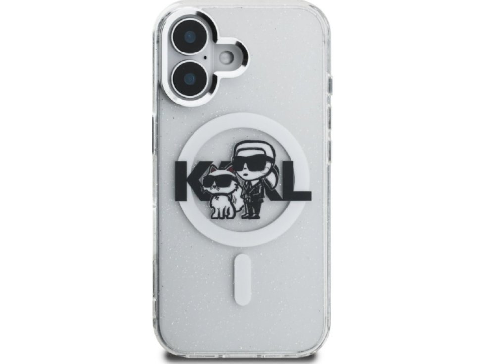 Ochranný kryt na iPhone 16 - Karl Lagerfeld, IML Glitter Sketch MagSafe Transparent KLHMP16SHGKCGKBT