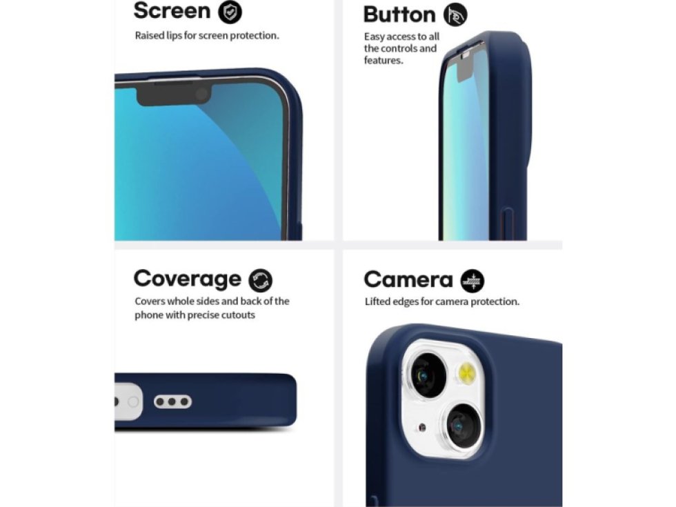 Ochranný kryt pro iPhone 13 - Mercury, Soft Feeling Midnight Blue