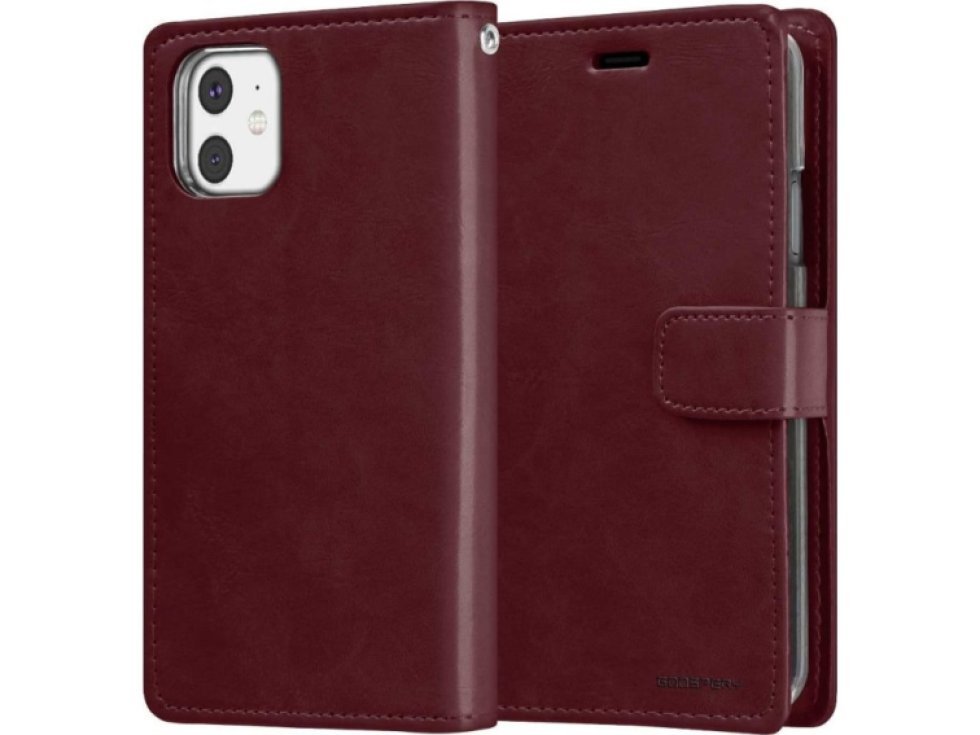 Knížkové pouzdro na iPhone 12 / 12 Pro - Mercury, Bluemoon Diary Wine
