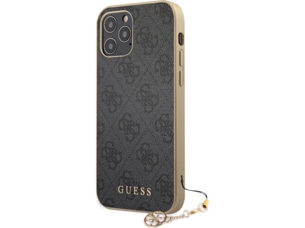 Ochranný kryt pro iPhone 12 / 12 Pro - Guess, 4G Charms Gray GUHCP12MGF4GGR