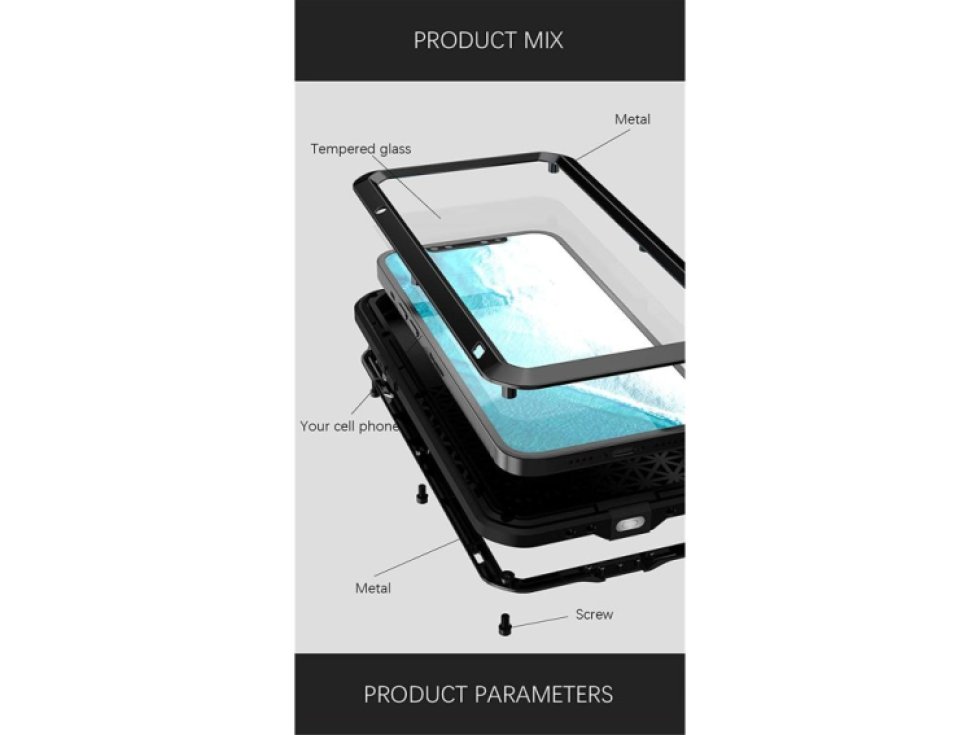 Ochranný kryt pro iPhone 12 Pro MAX - LOVE MEI, Powerful Black