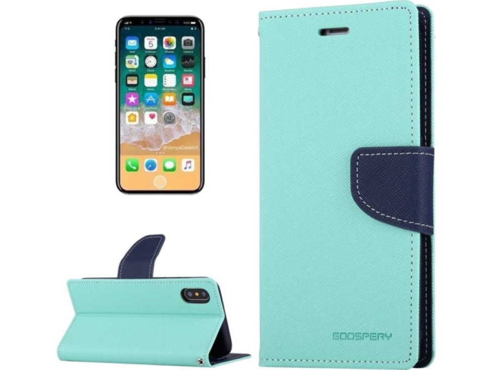 Pouzdro / kryt pro iPhone XS / X - Mercury, Fancy Diary MINT/NAVY