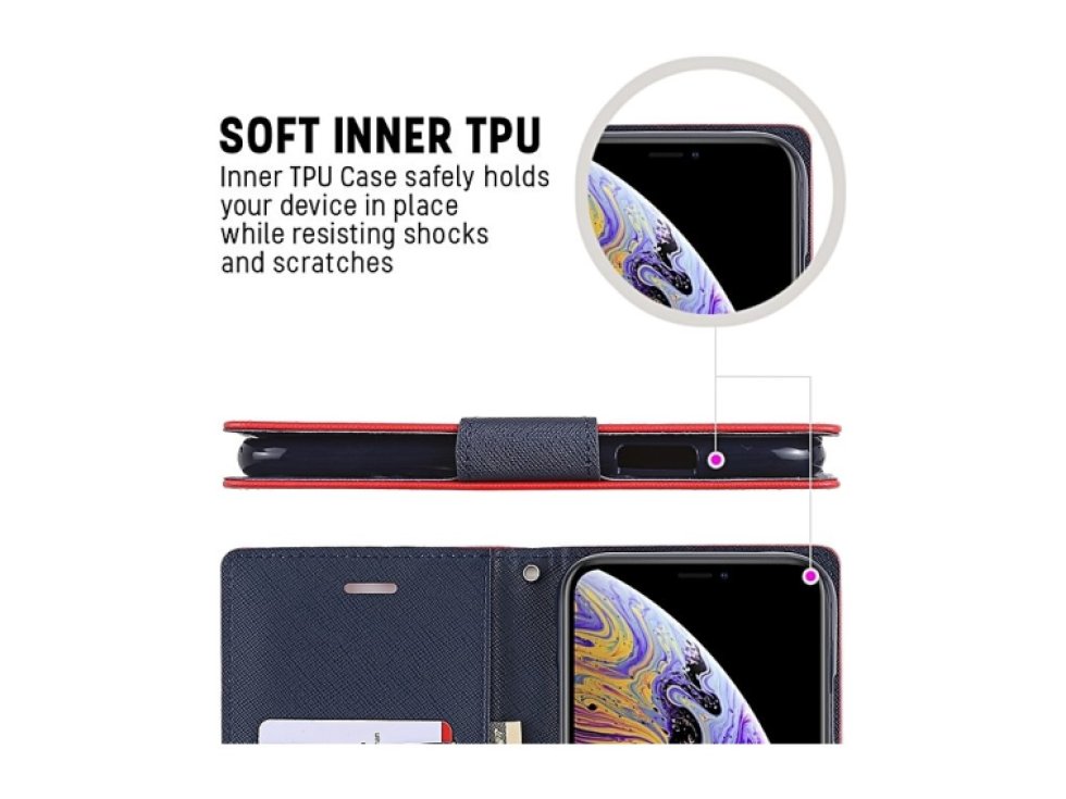 Pouzdro / kryt pro iPhone XS MAX - Mercury, Fancy Diary Red/Navy