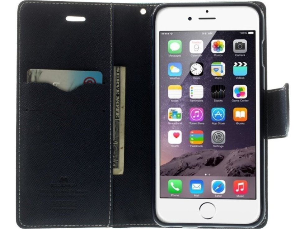 Pouzdro / kryt pro Apple iPhone 6 Plus / 6S Plus - Mercury, Fancy Diary MINT/NAVY