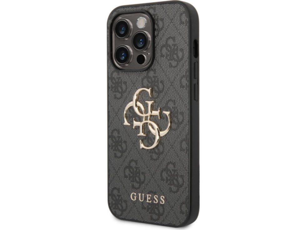 Ochranný kryt na iPhone 15 Pro MAX - Guess, 4G Metal Logo Gray GUHCP15X4GMGGR