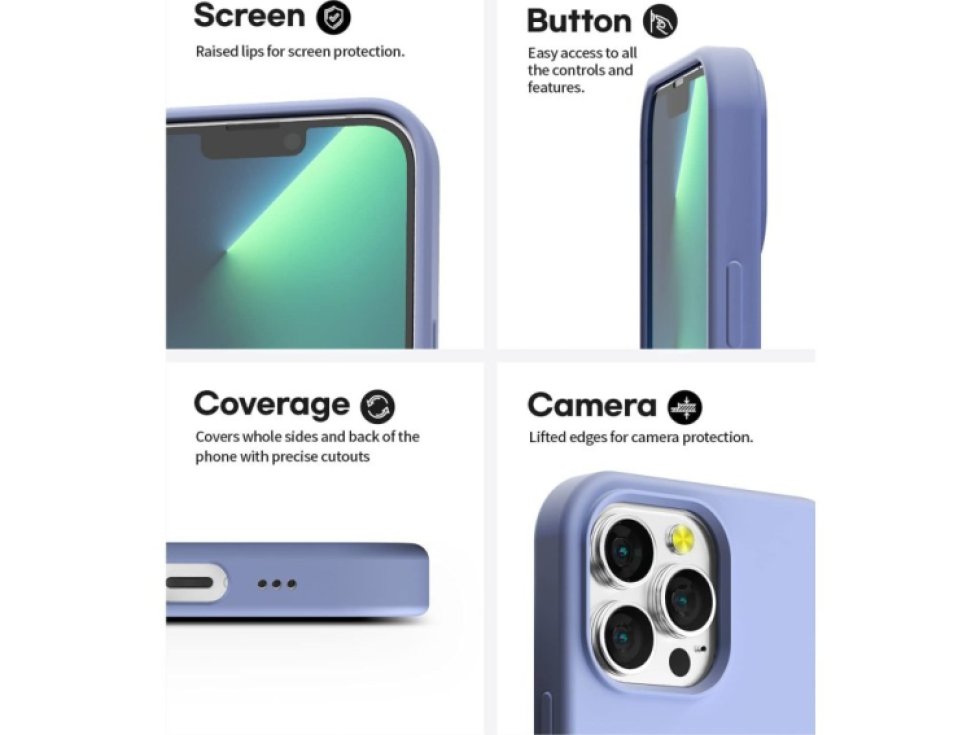 Ochranný kryt pro iPhone 13 Pro - Mercury, Silicone Lavender Gray