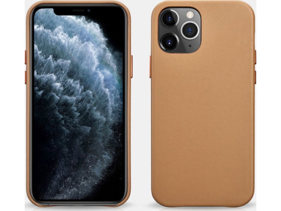 Kožený kryt na iPhone 12 Pro MAX - iCarer, Original Brown 01.20.RIX1208-BN