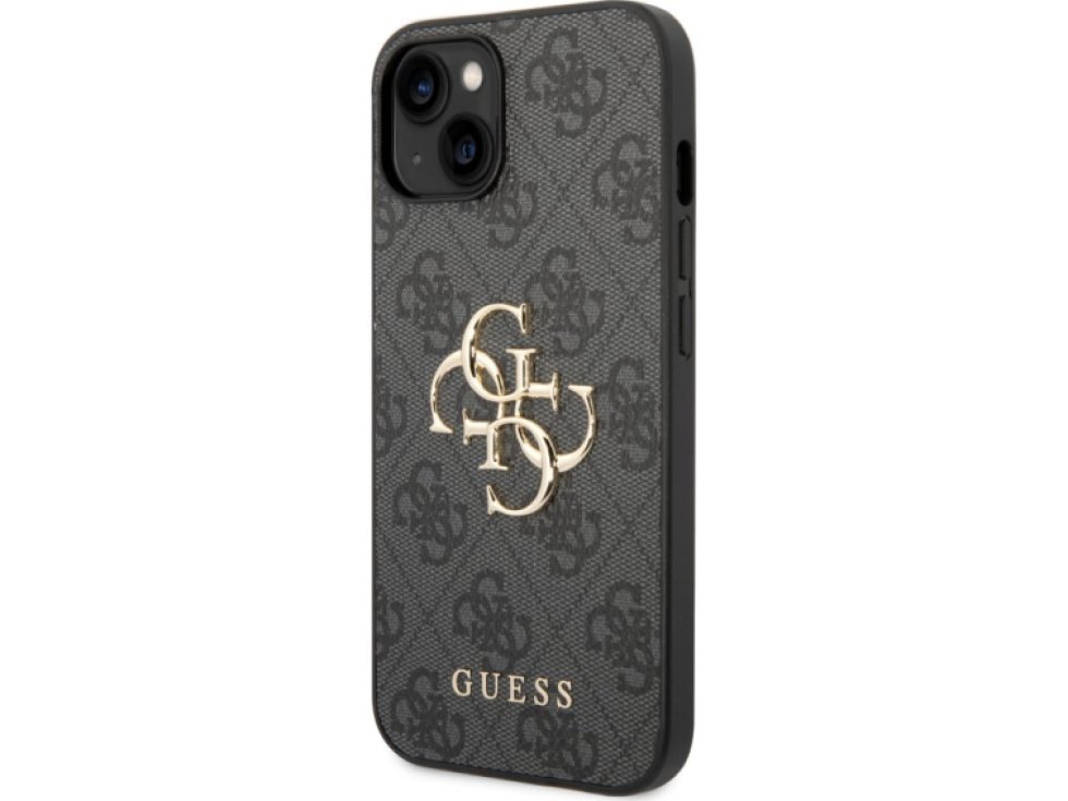 Ochranný kryt na iPhone 15 - Guess, 4G Metal Logo Gray GUHCP15S4GMGGR