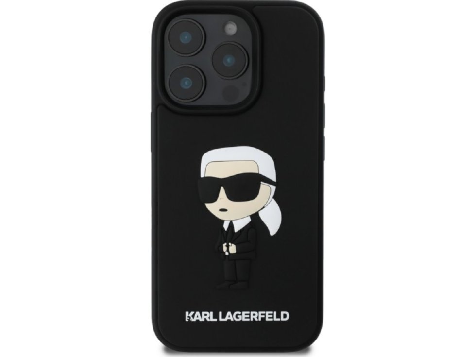 Ochranný kryt na iPhone 16 Pro MAX - Karl Lagerfeld, 3D Rubber Ikonik Black KLHCP16X3DRKINK
