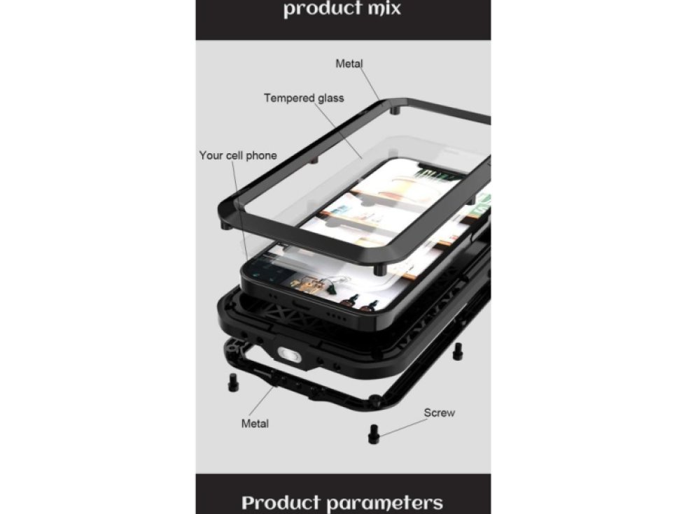 Ochranný kryt pro iPhone 12 - LOVE MEI, Powerful Black