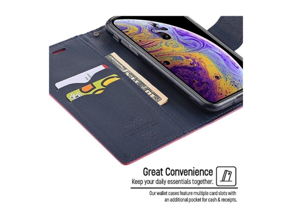 Pouzdro / kryt pro iPhone XS MAX - Mercury, Fancy Diary HotPink/Navy