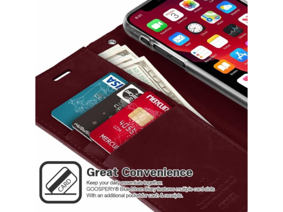 Pouzdro na iPhone 11 Pro MAX - Mercury, Bluemoon Diary WINE