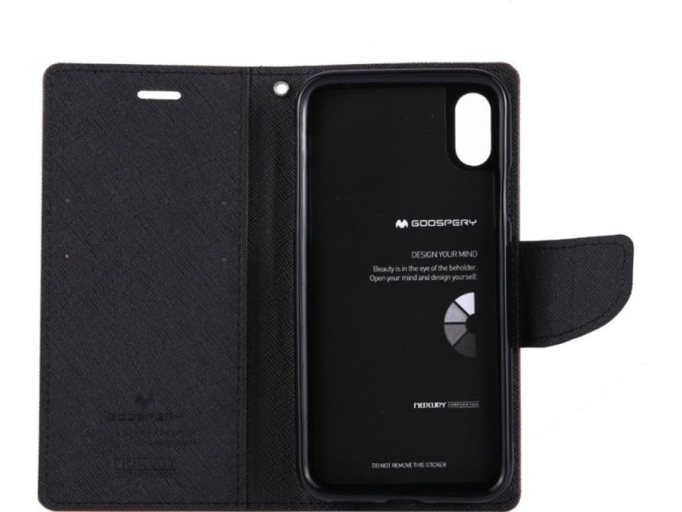 Pouzdro / kryt pro iPhone XS / X - Mercury, Fancy Diary BROWN/BLACK
