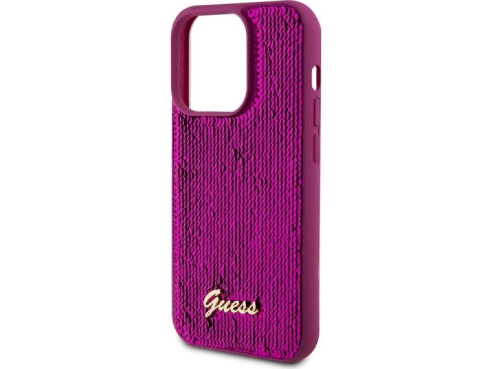 Ochranný kryt na iPhone 14 Pro MAX - Guess, Sequin Script Logo Magenta GUHCP14XPSFDGSF
