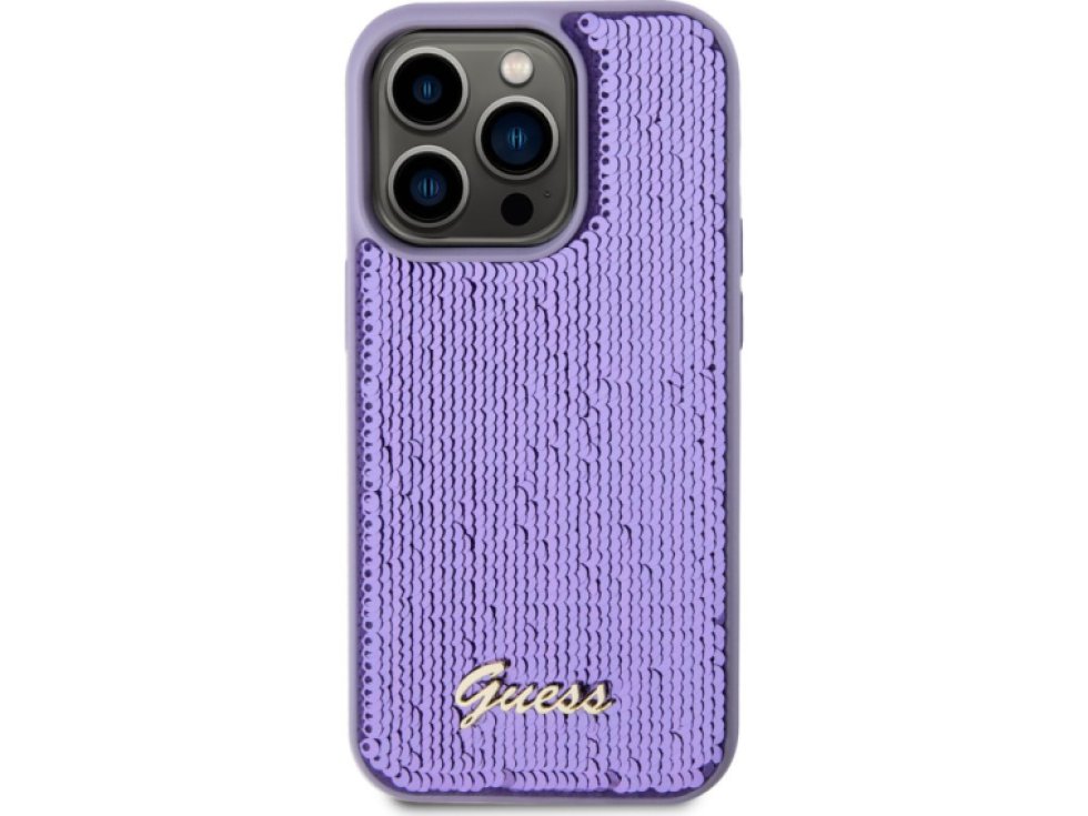Ochranný kryt na iPhone 15 Pro MAX - Guess, Sequin Script Logo Purple GUHCP15XPSFDGSU