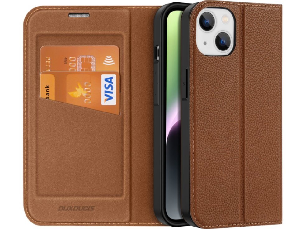 Knížkové pouzdro pro iPhone 14 - DuxDucis, SkinX2 Brown