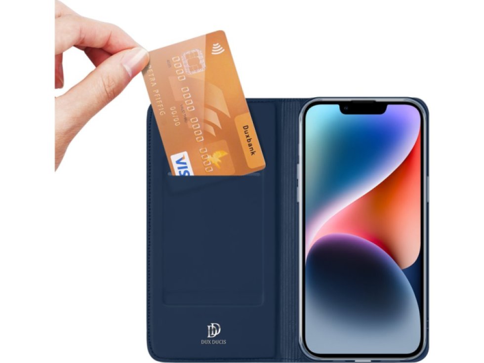 Knížkové pouzdro pro iPhone 14 PLUS - DuxDucis, SkinPro Blue