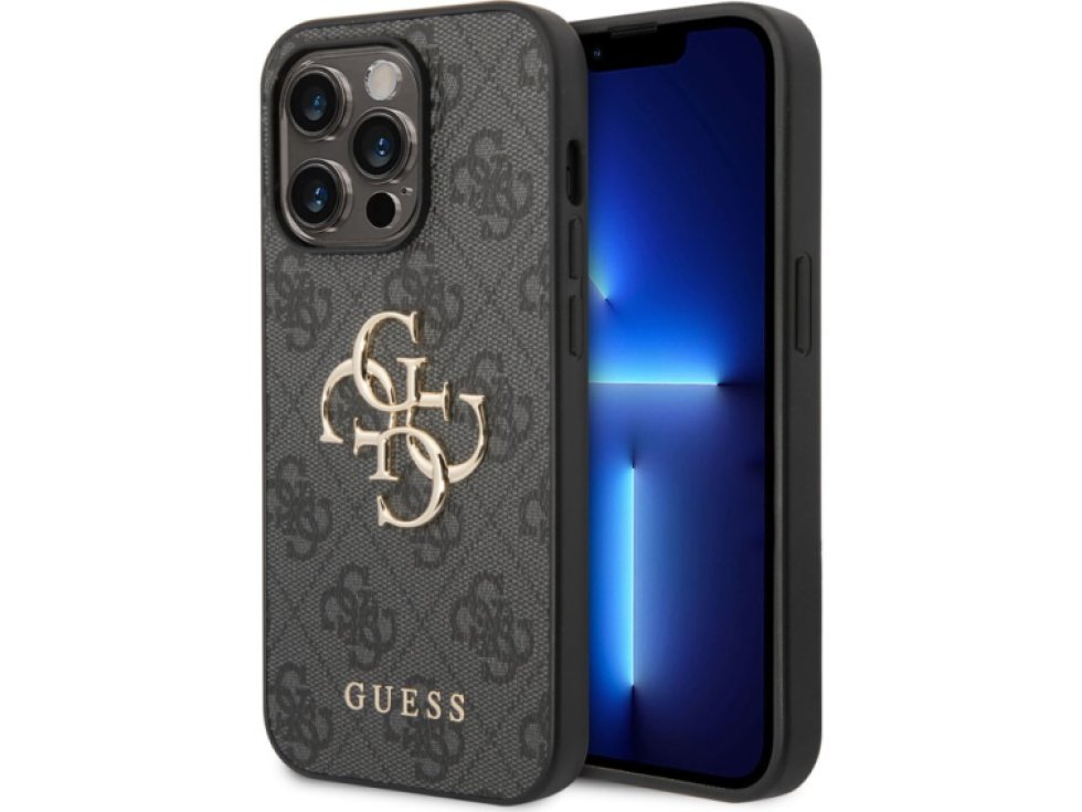 Ochranný kryt na iPhone 15 Pro MAX - Guess, 4G Metal Logo Gray GUHCP15X4GMGGR
