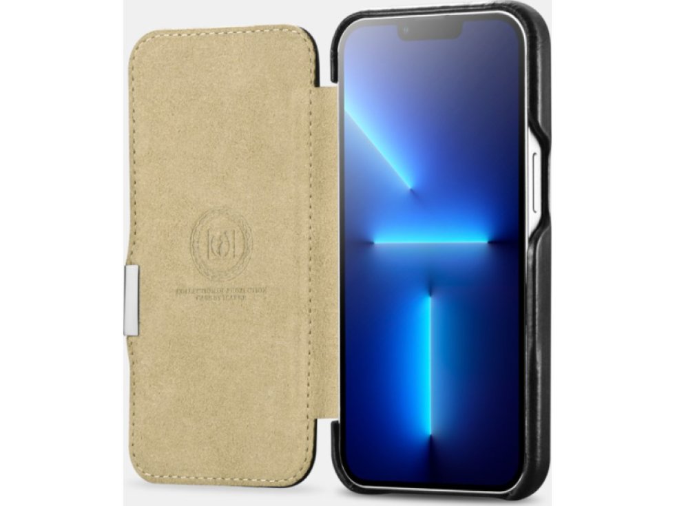 Knížkové pouzdro pro iPhone 13 mini - iCarer, Vintage Black 01.21.RIX1305-BK