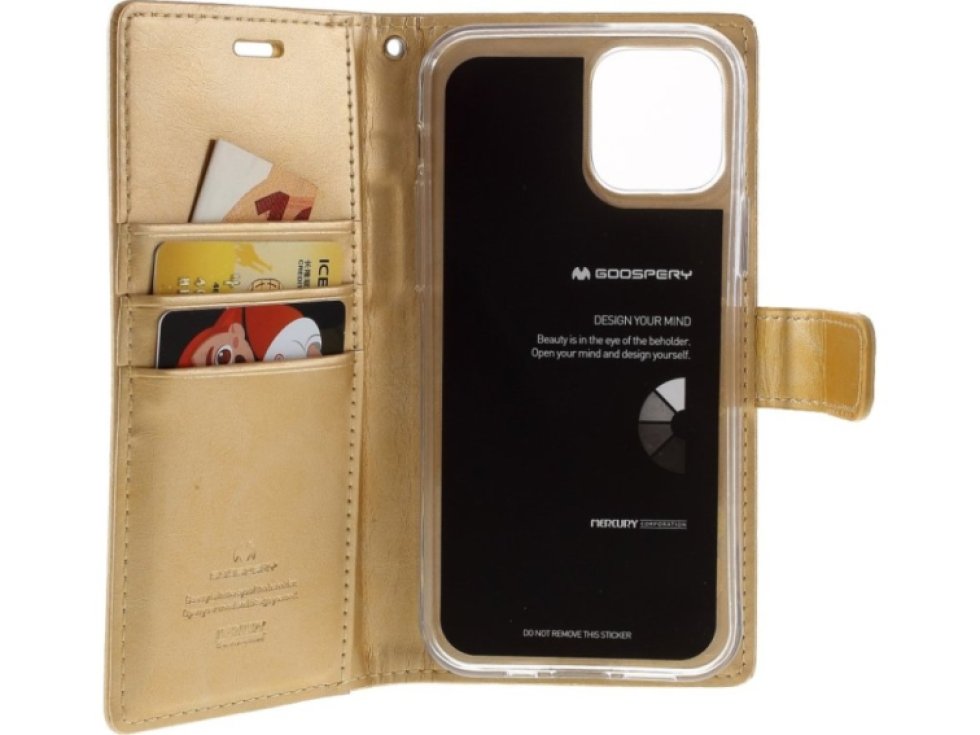 Knížkové pouzdro na iPhone 12 / 12 Pro - Mercury, Bluemoon Diary Gold