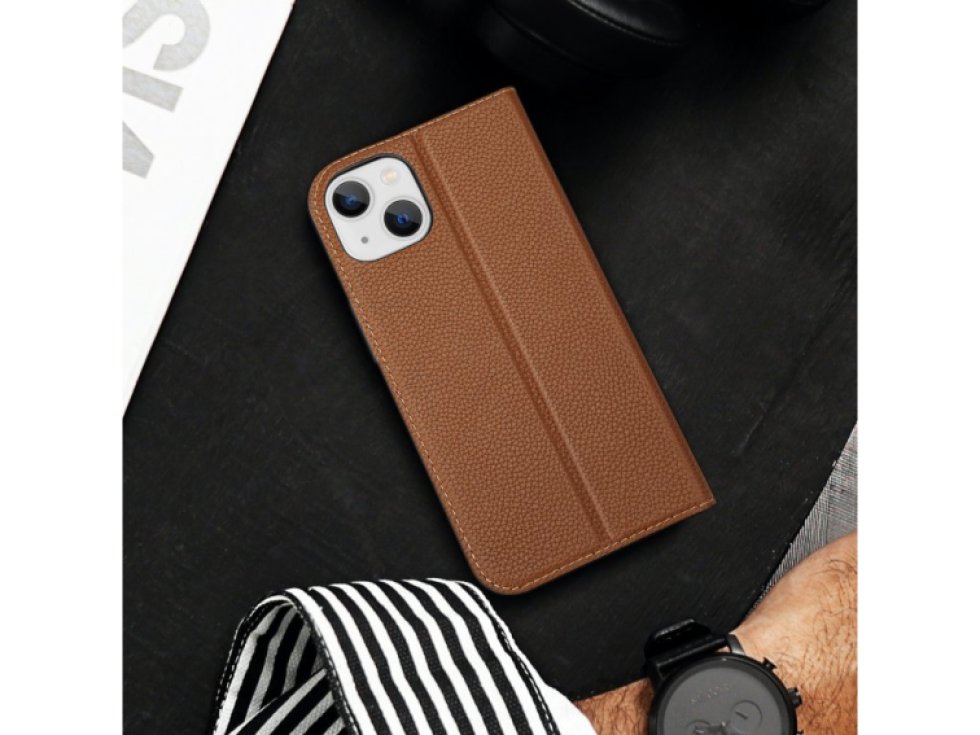 Knížkové pouzdro pro iPhone 14 - DuxDucis, SkinX2 Brown