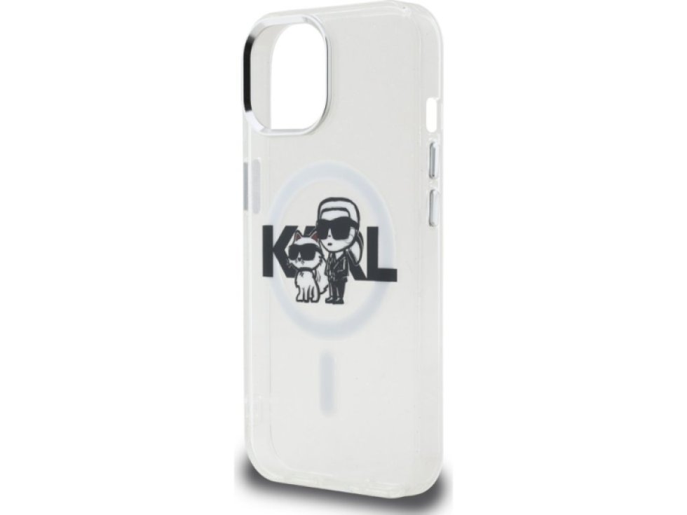 Ochranný kryt na iPhone 15 - Karl Lagerfeld, IML Glitter Sketch MagSafe Transparent KLHMP15SHGKCGKBT