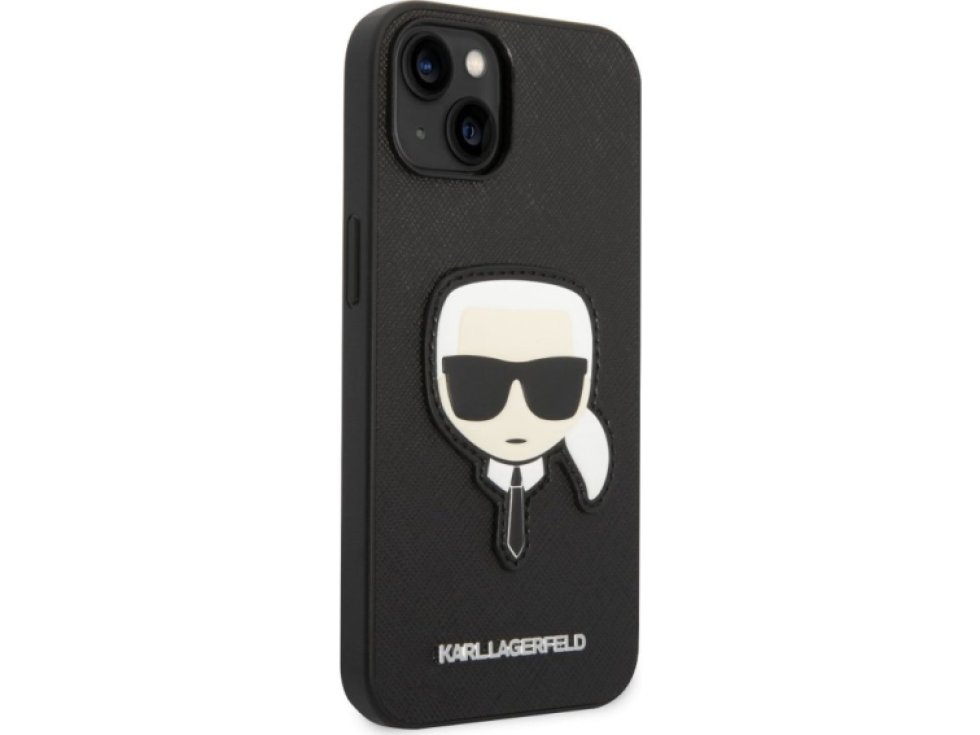 Ochranný kryt pro iPhone 14 PLUS - Karl Lagerfeld, Saffiano Karl Head Black KLHCP14MSAPKHK