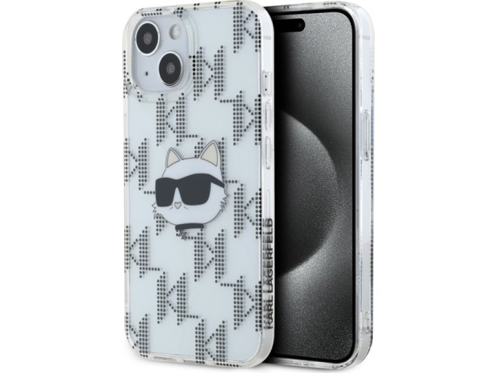 Ochranný kryt na iPhone 15 - Karl Lagerfeld, IML Electroplated Choupette Head Transparent KLHCP15SHKLPCHT