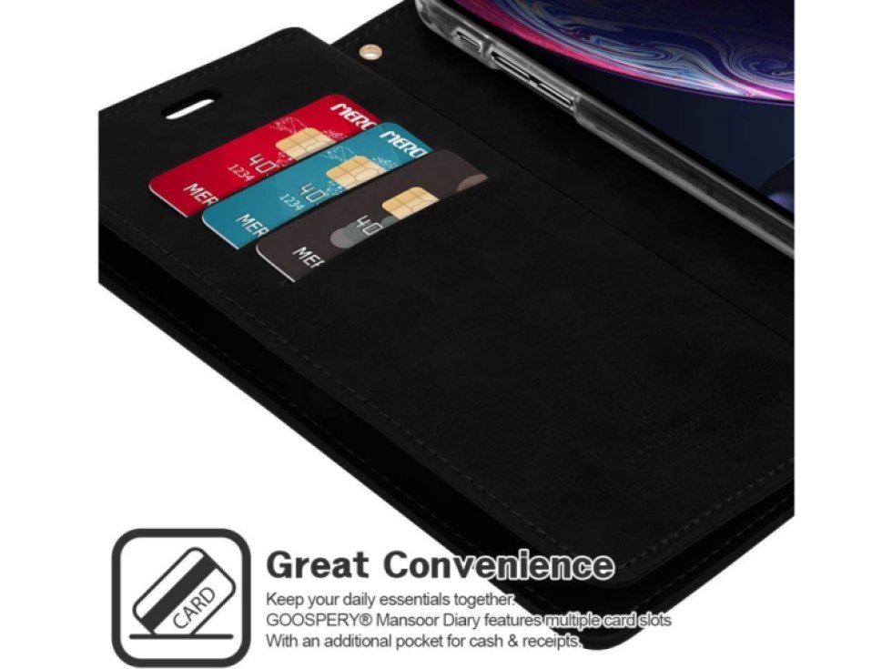 Knížkové pouzdro na iPhone XR - Mercury, Mansoor Diary Black