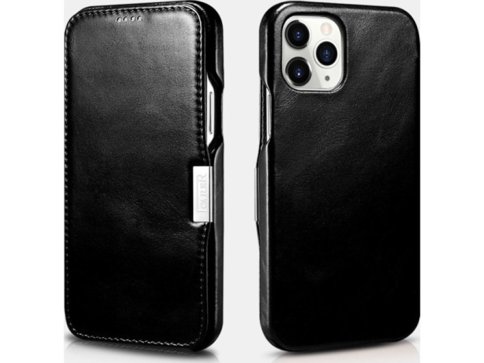 Knížkové pouzdro pro iPhone 12 Pro MAX - iCarer, Vintage Black 01.20.RIX1202-BK