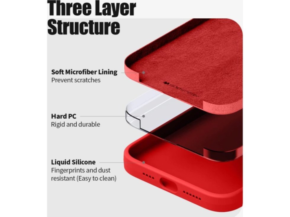 Ochranný kryt pro iPhone 14 PLUS - Mercury, Silicone Red