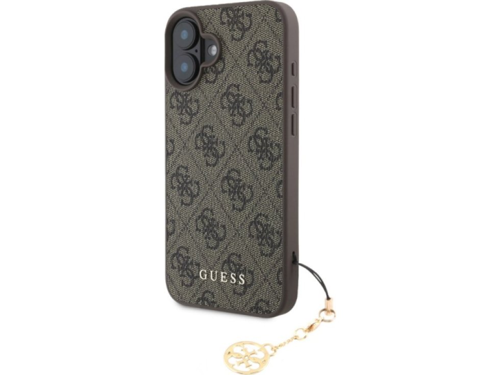 Ochranný kryt na iPhone 16 PLUS - Guess, 4G Charm Brown GUHCP16MGF4GCW