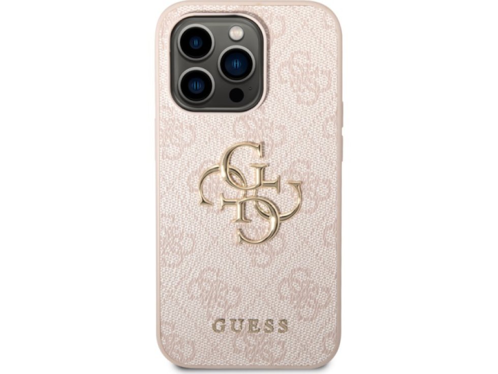 Ochranný kryt na iPhone 15 Pro - Guess, 4G Metal Logo Pink GUHCP15L4GMGPI