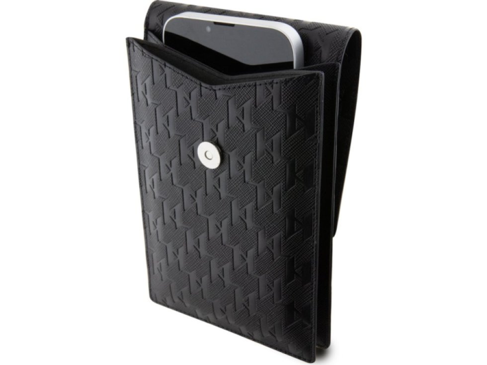Univerzální pouzdro / taška s kapsou na mobil - Karl Lagerfeld, Saffiano Monogram Ikonik NFT Wallet Black KLWBSAKHPKK